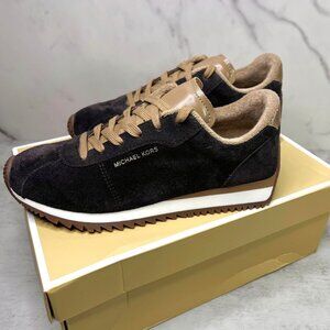 MICHAEL KORS Womens 6.5 Rhodes Two-Tone Suede Trainer Sneakers